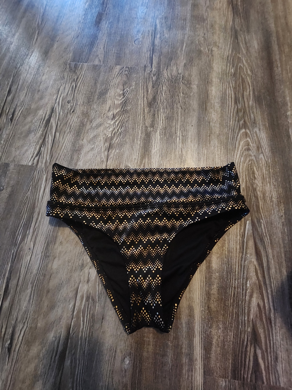 Victoria's Secret Black Bikini Bottom with Gold Dot Pattern